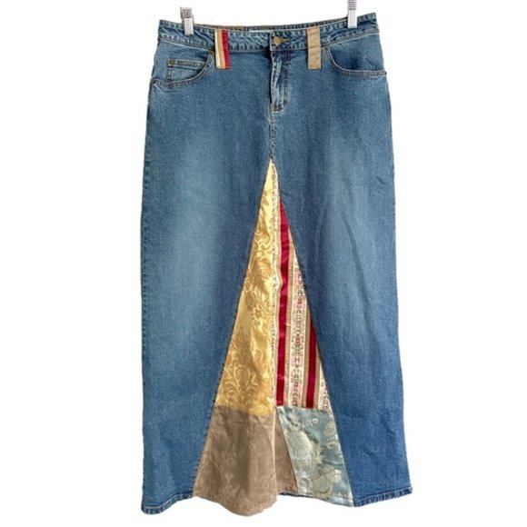 Vintage Y2K Denim Jean Maxi Patchwork Skirt - L/32” Waist - Picture 1 of 9